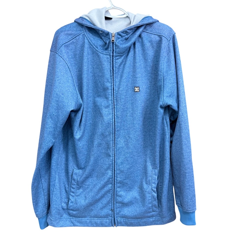DC Shoes Co. Hoodie Mens Full Zip Light Blue Gray Large Casual Active
